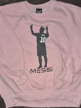 Kids Messi Pink Crewneck Sweatshirt - Large Casual Pullover